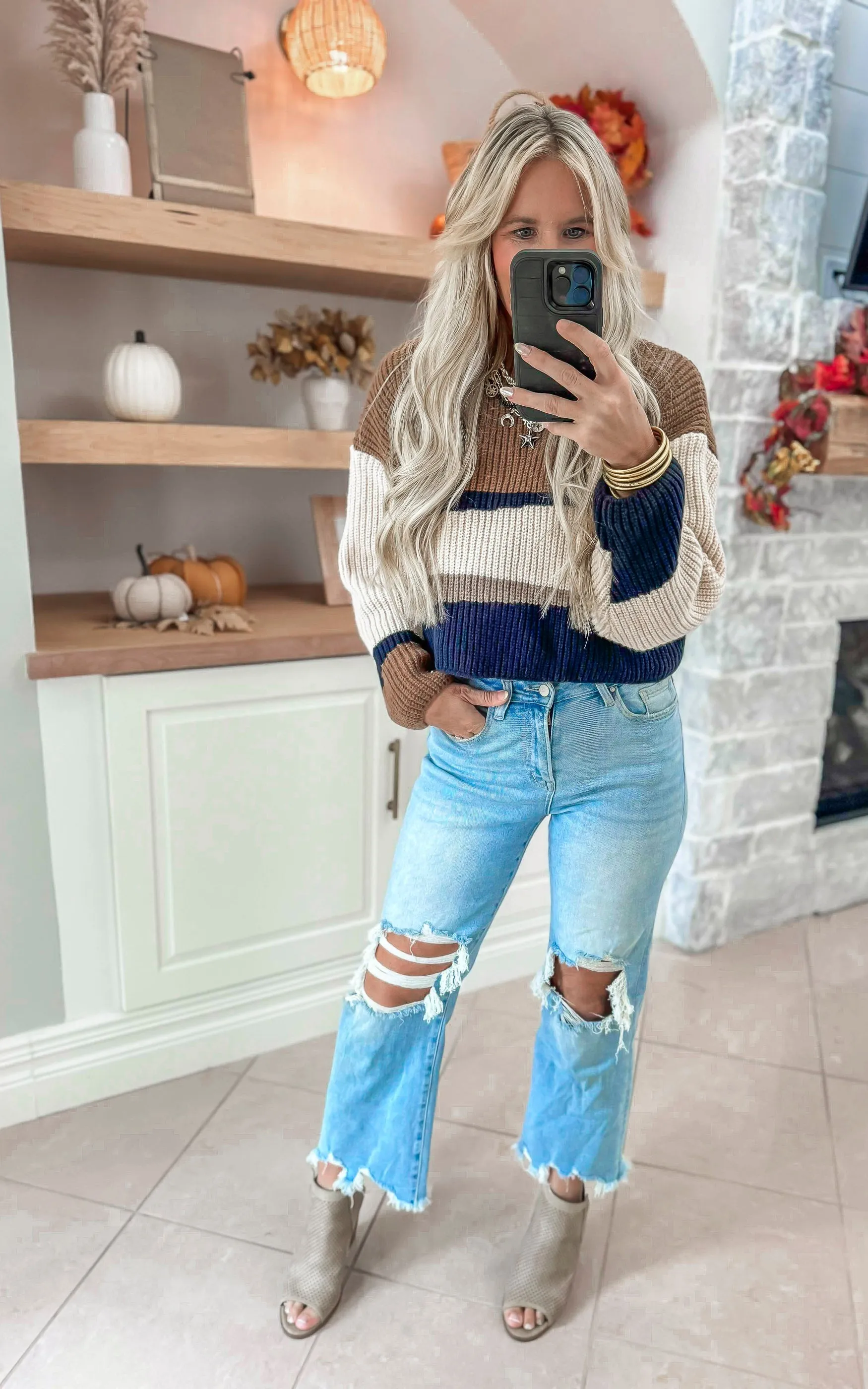 Maple Lane Colorblock Cropped Sweater - Final Sale