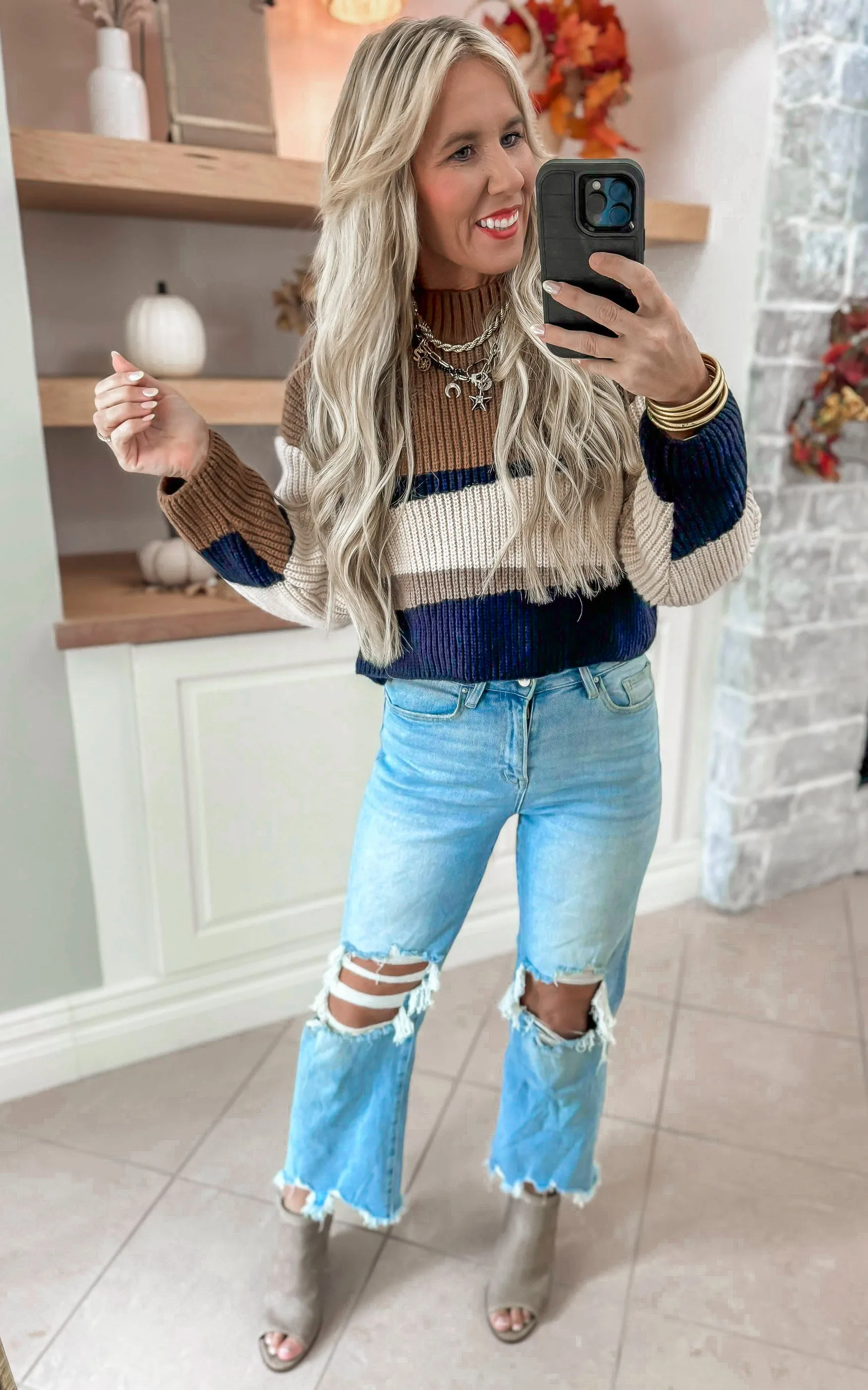 Maple Lane Colorblock Cropped Sweater - Final Sale