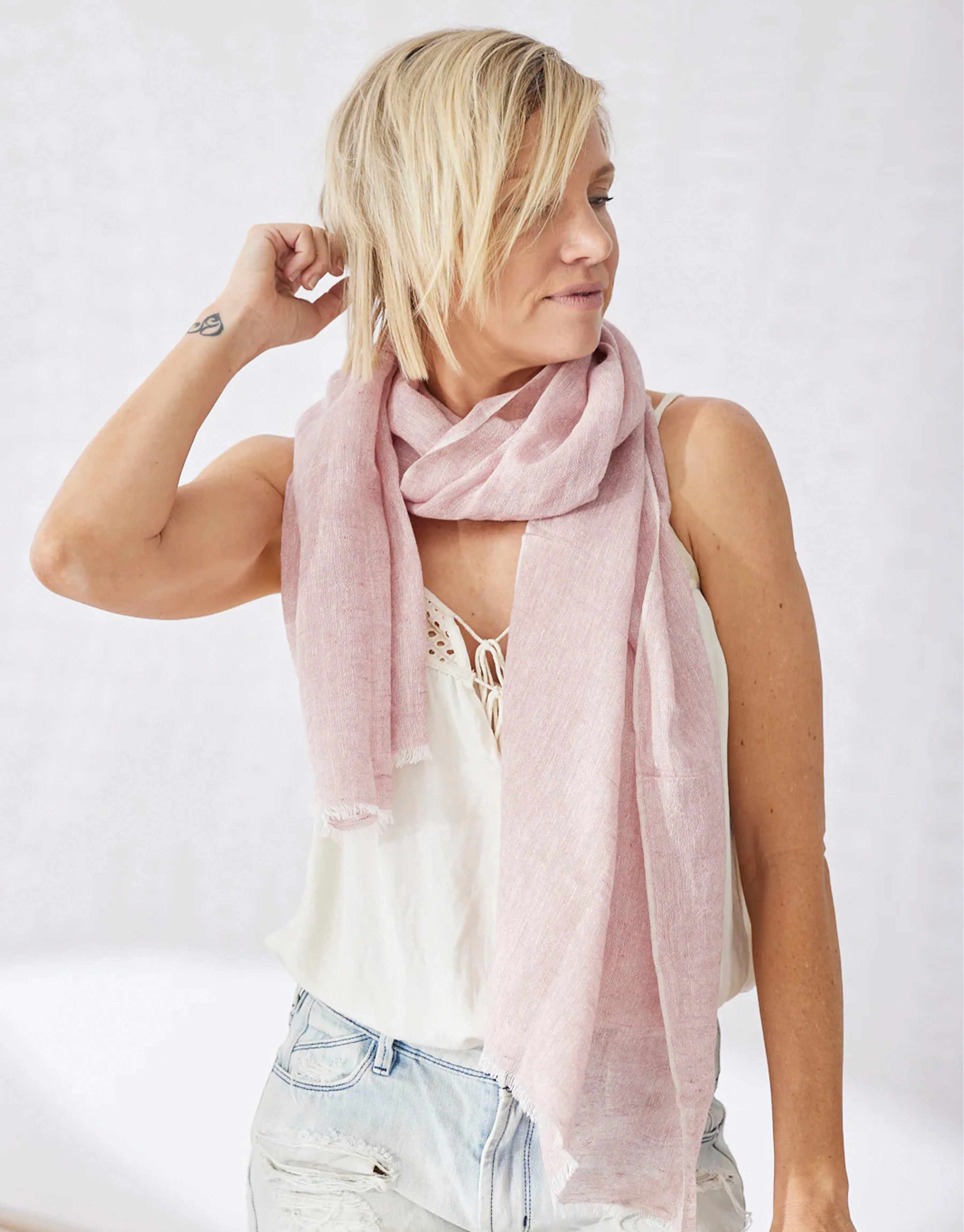 Marseille Linen Scarf - Dusty Pink