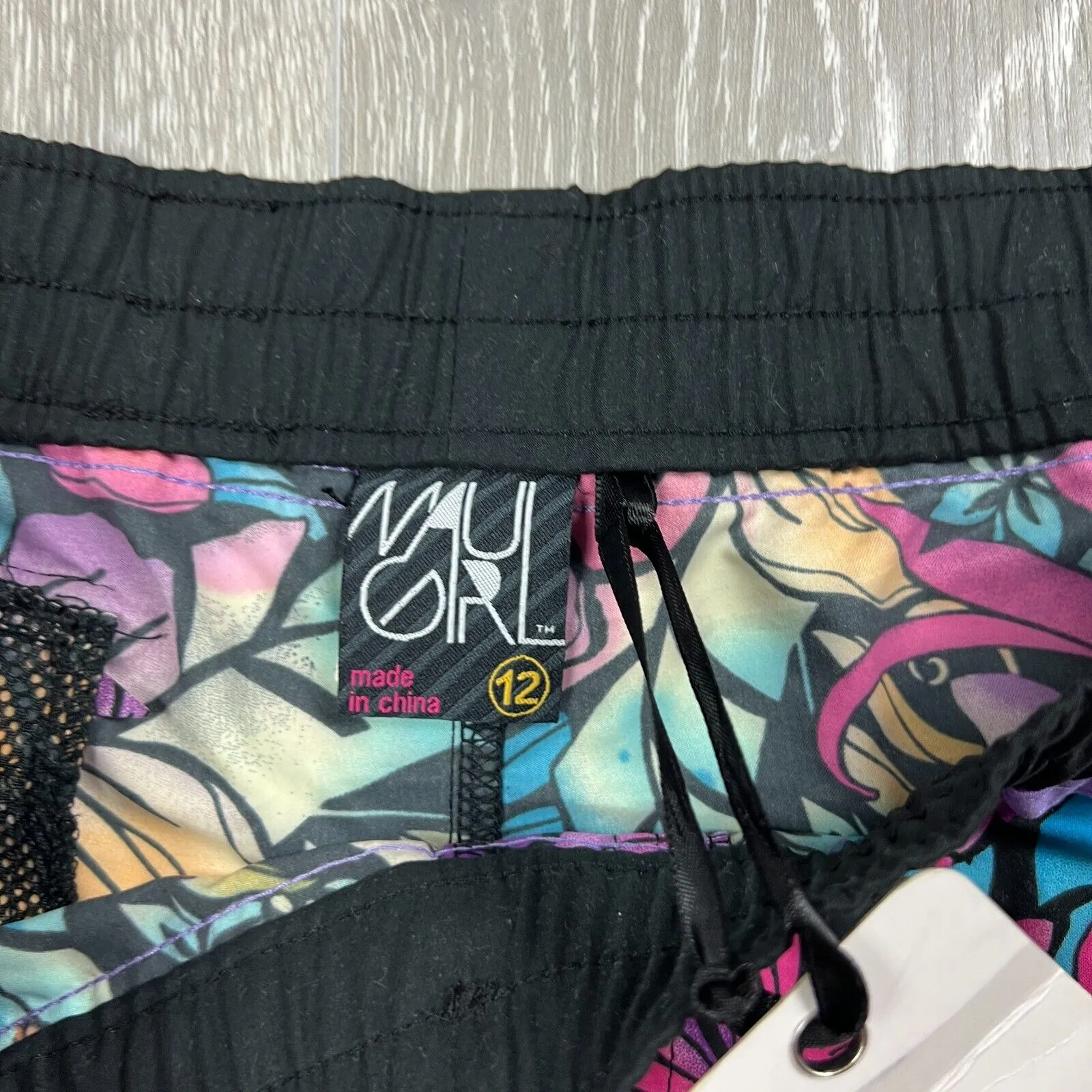 Maui Girl Womens Black Swim Shorts Board Shorts Size 12 (New)