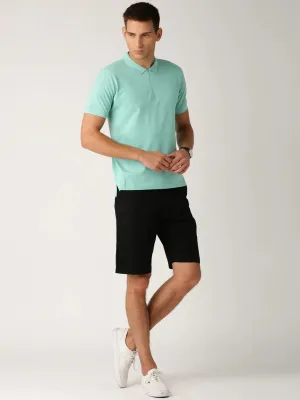 Men Black Solid Regular Fit Regular Shorts