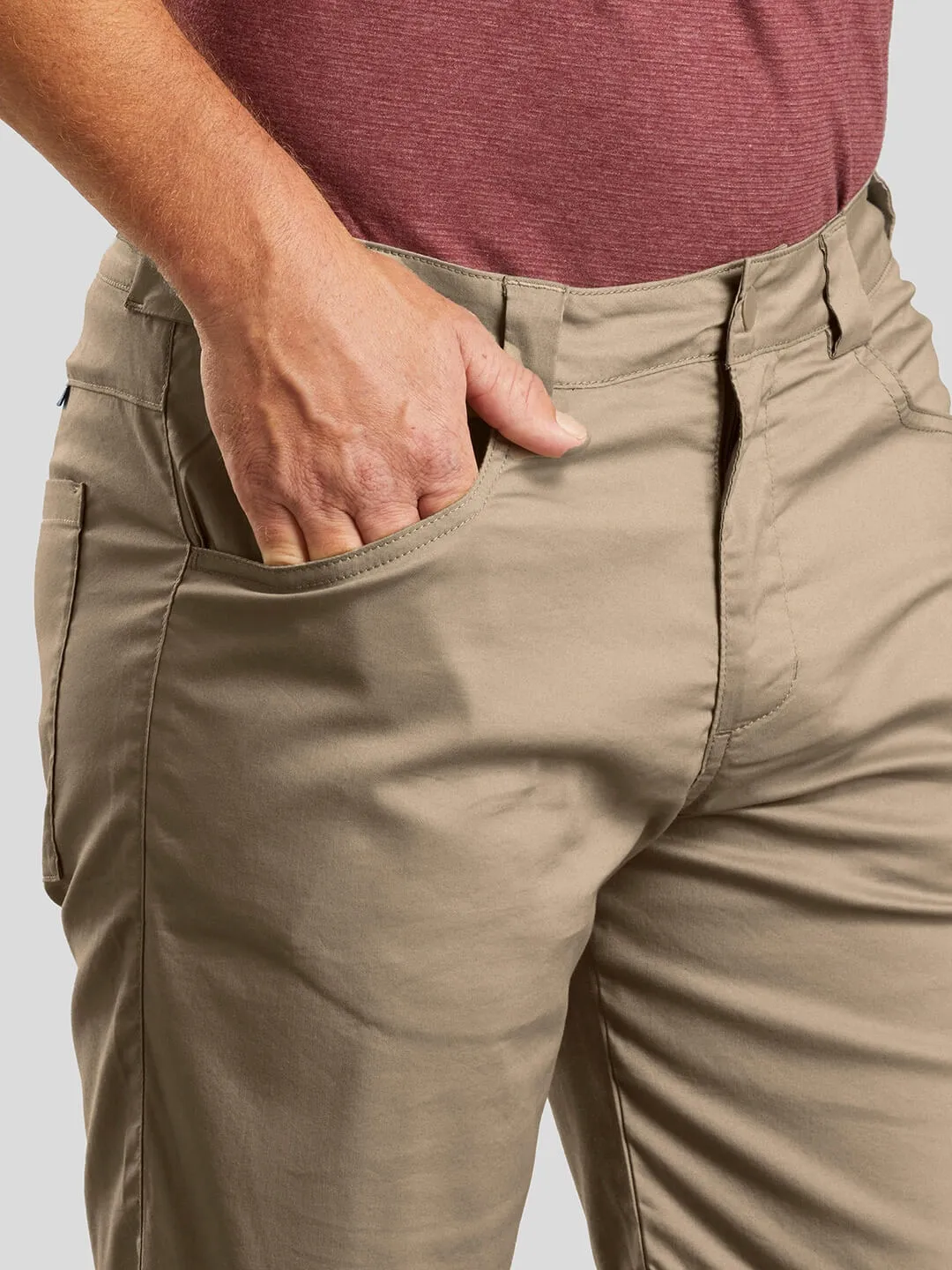 Men Khaki Solid Regular Fit Hiking Shorts
