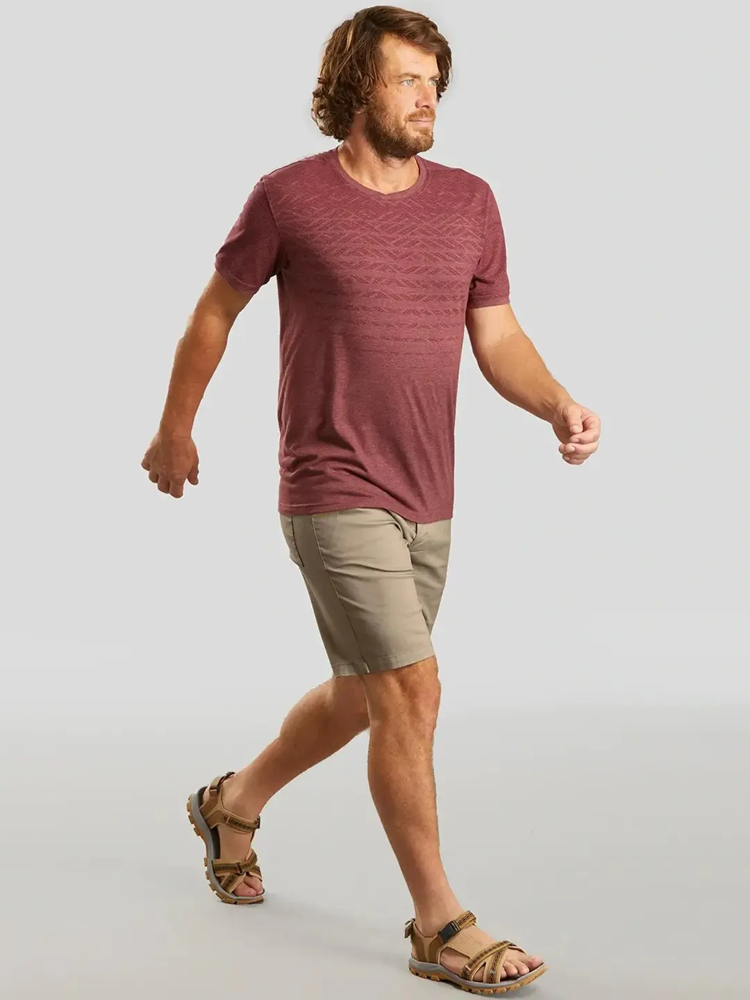 Men Khaki Solid Regular Fit Hiking Shorts