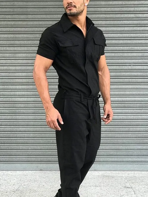 Men's Belted Cargo Jumpsuit