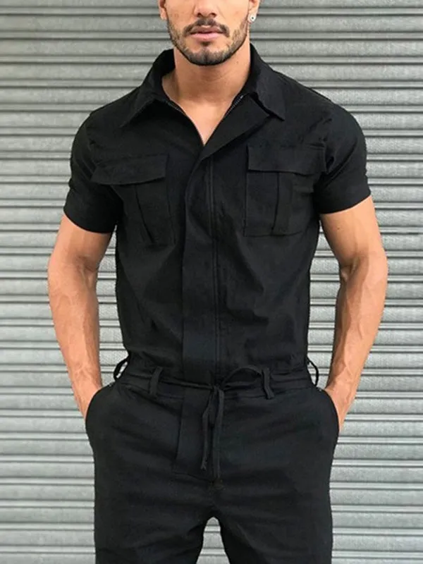 Men's Belted Cargo Jumpsuit