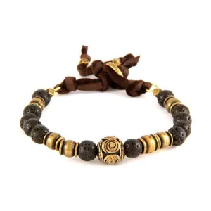 Mens Double Silver Faceted Bead Mens Bracelet on Black Waxed Linen