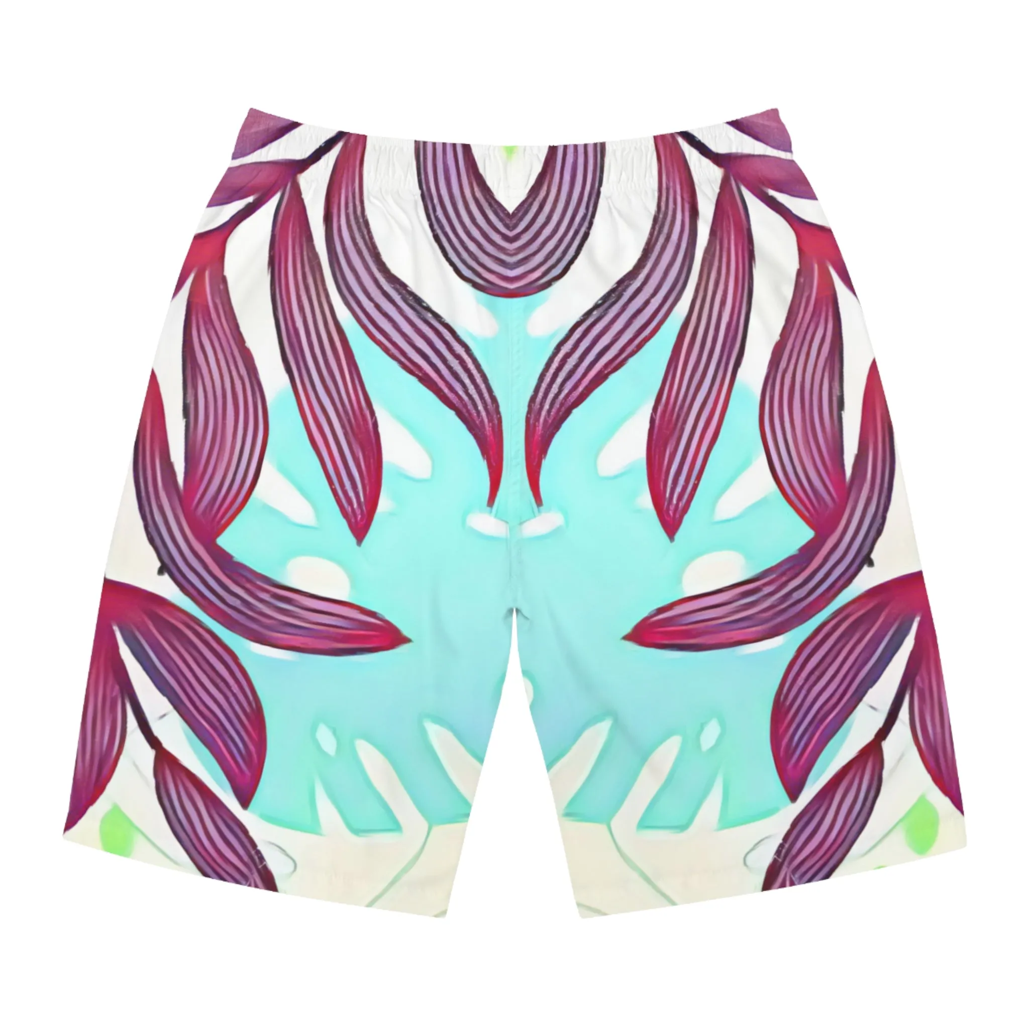 Men's Monstera Leaf Artwork Pattern Board Shorts