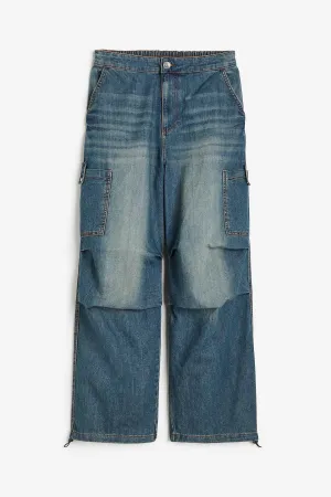 Mh Unisex Denim parachute cargo pant