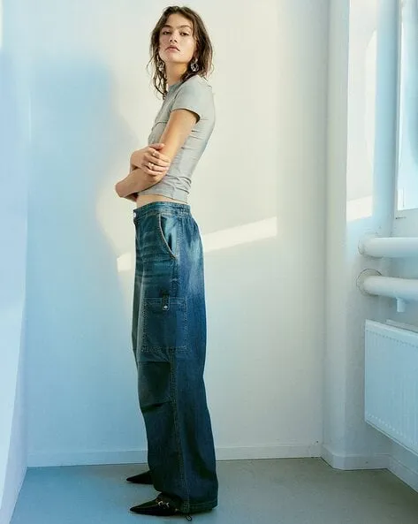 Mh Unisex Denim parachute cargo pant
