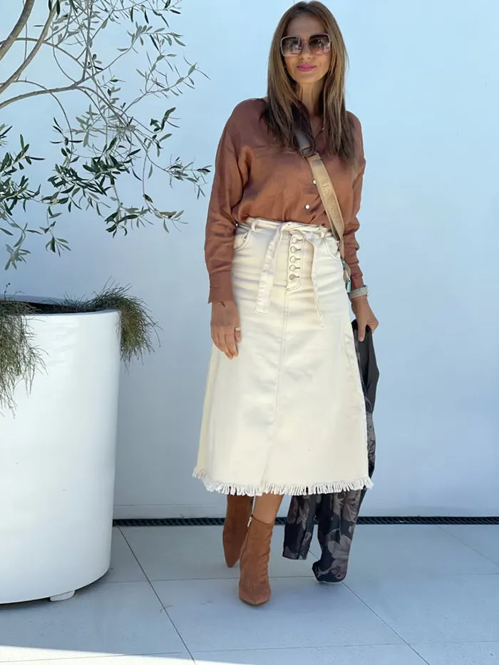 Millie Linen Shirt - Chocolate