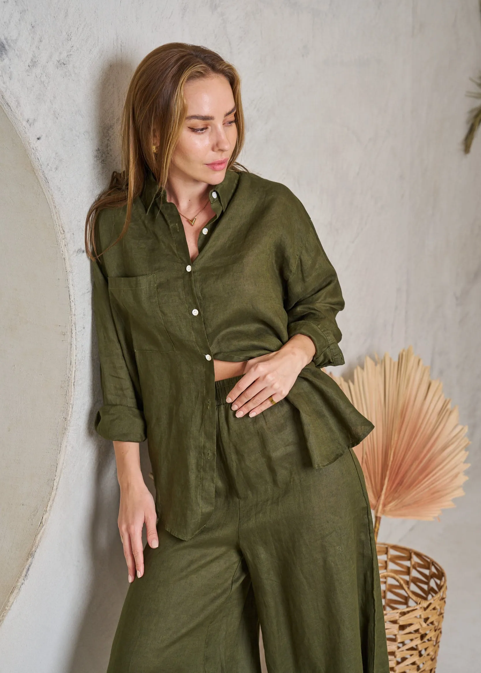 Millie Linen Shirt Khaki