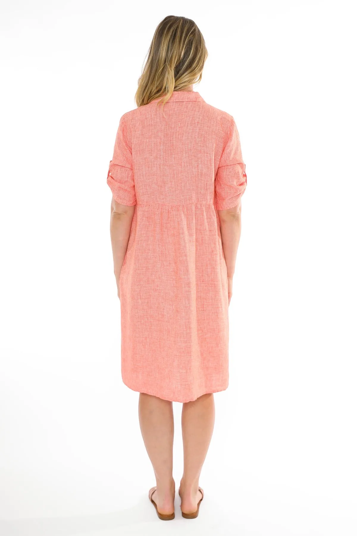 Mini Check Dress Tangello/White