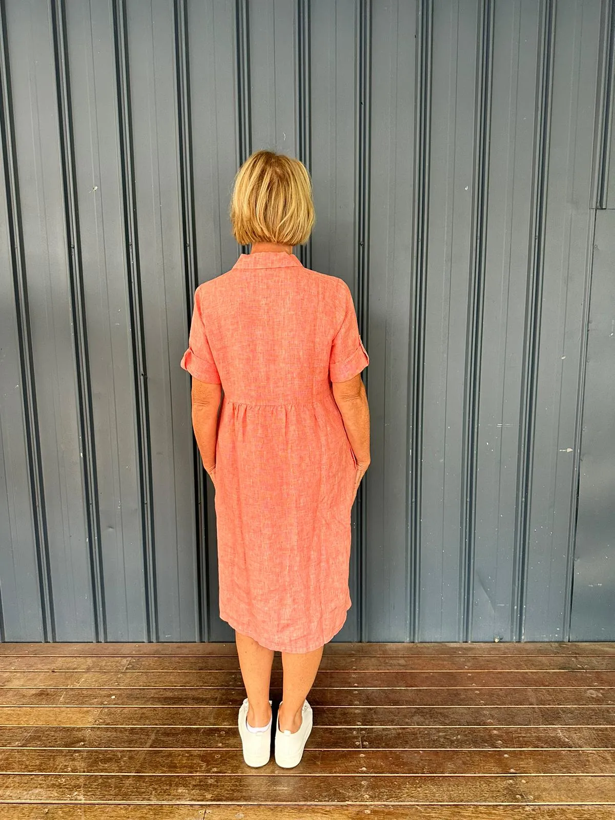 Mini Check Dress Tangello/White