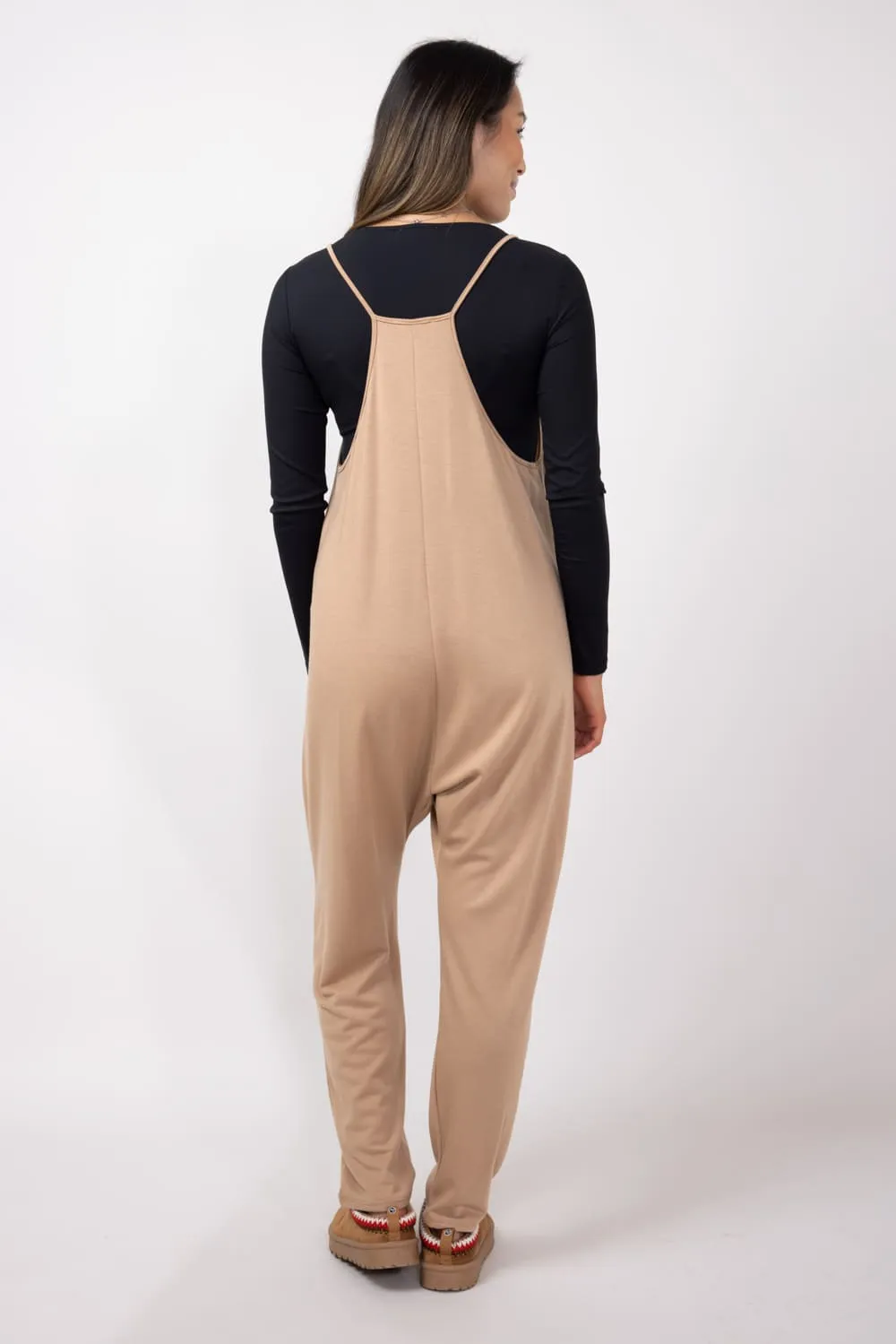 Moa Moa Outer Pocket Onesie for Women in Tan | MDB952-FPI-TAN