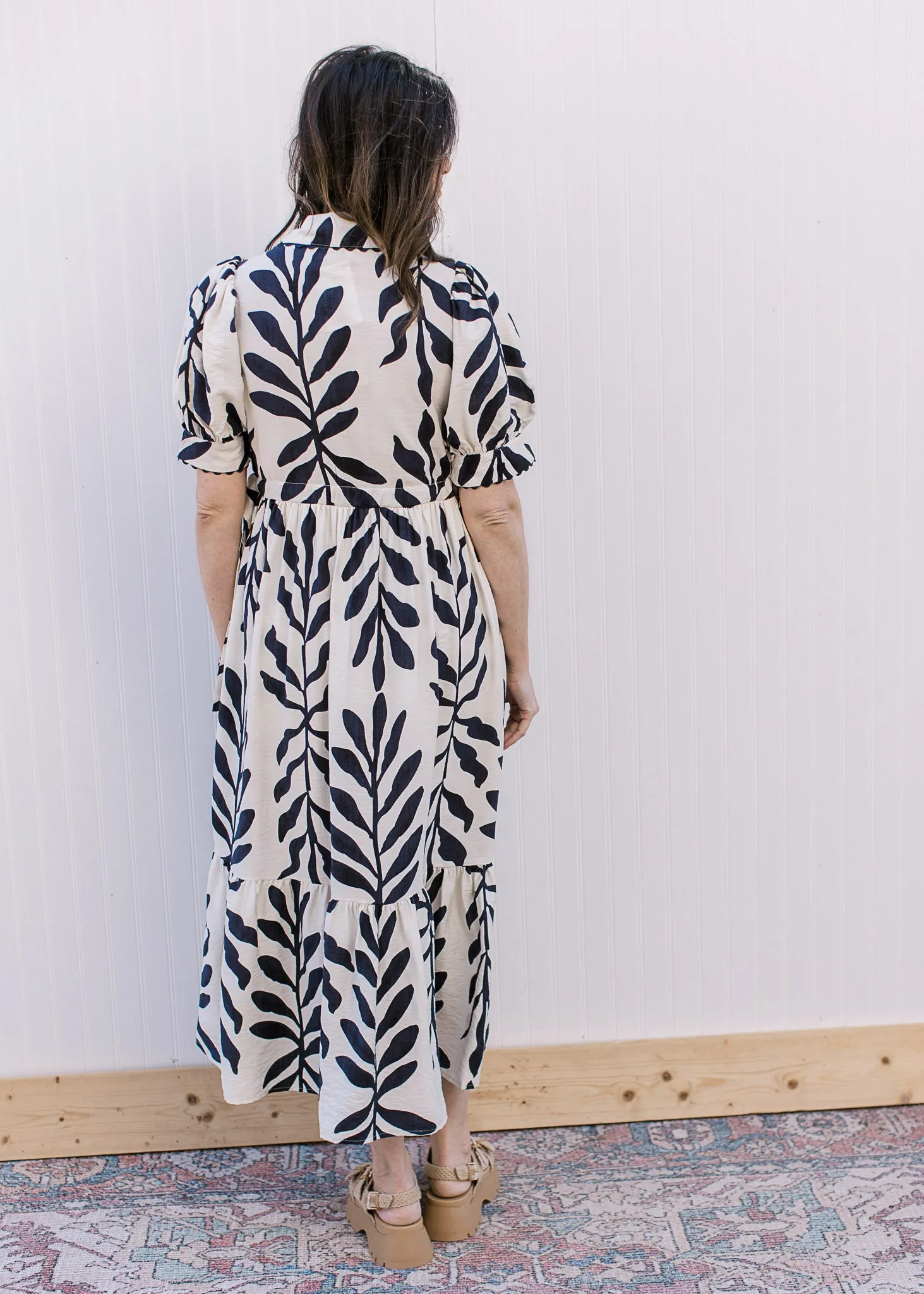 Navy and White Collared Dress