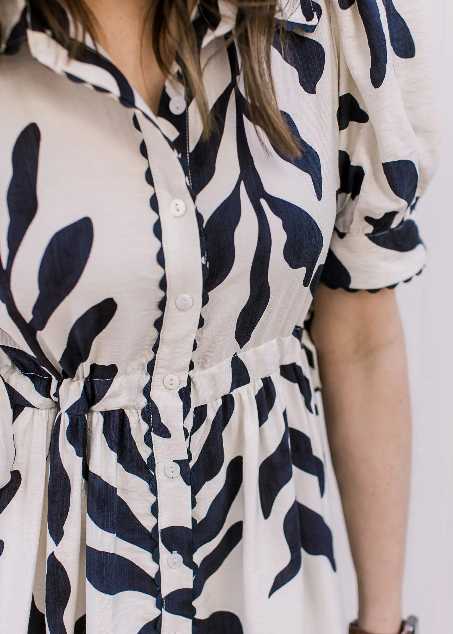 Navy and White Collared Dress
