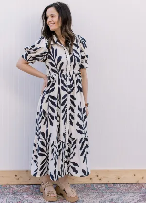 Navy and White Collared Dress