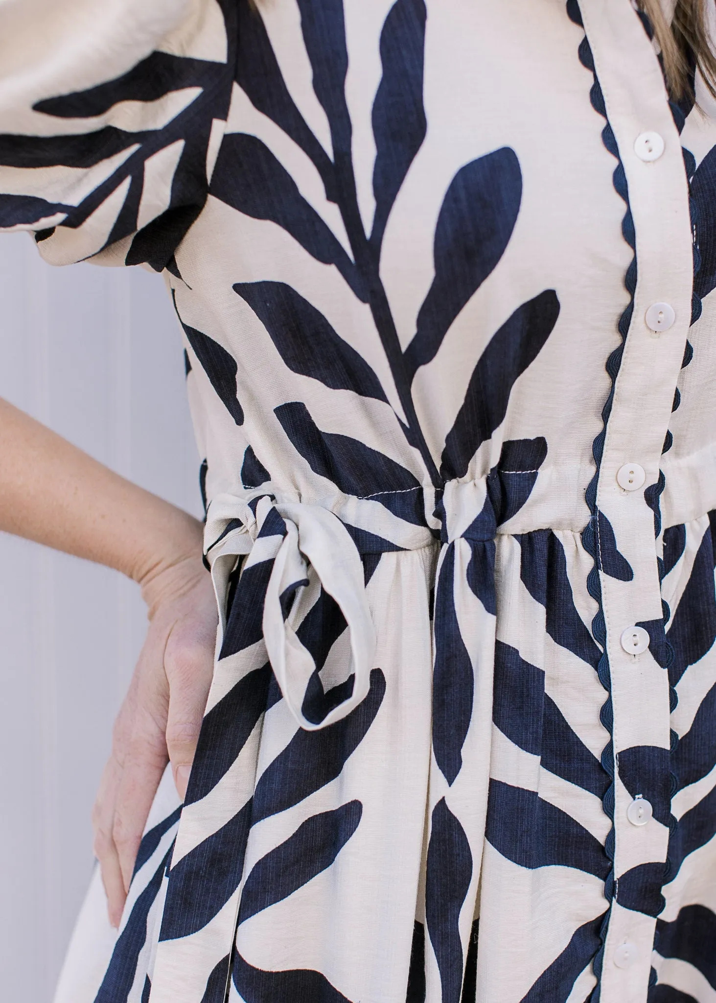Navy and White Collared Dress