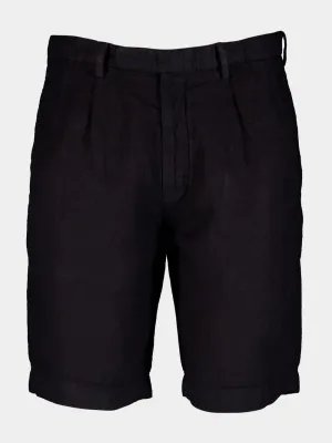 Navy Linen Tailored Shorts