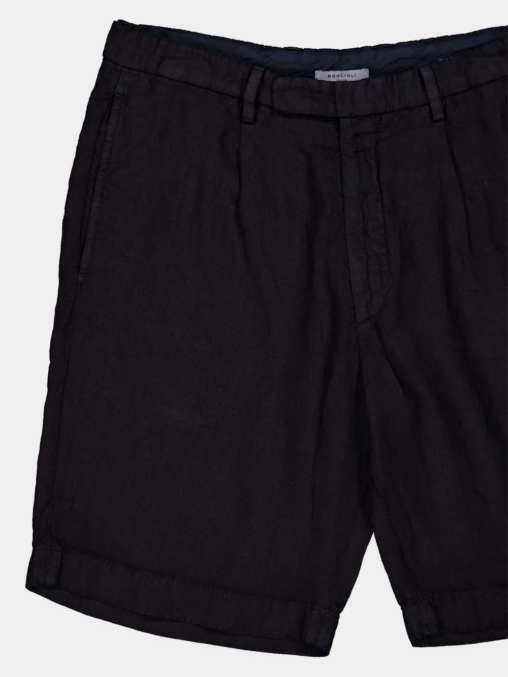 Navy Linen Tailored Shorts