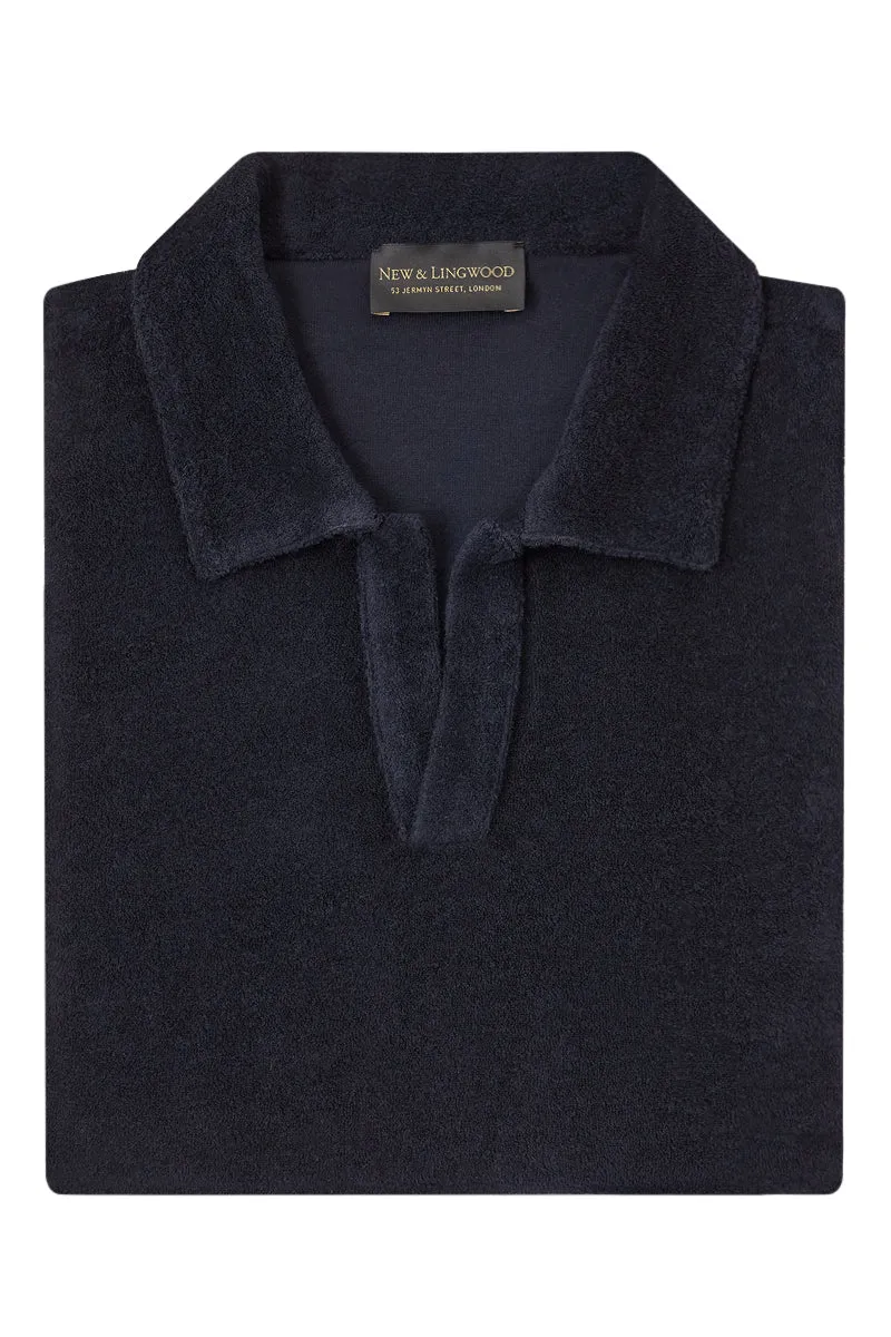 Navy Short Sleeve Towelling Polo Shirt
