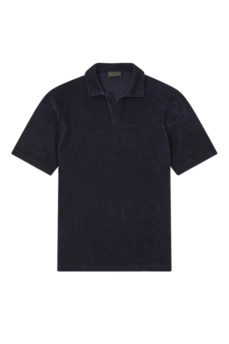 Navy Short Sleeve Towelling Polo Shirt