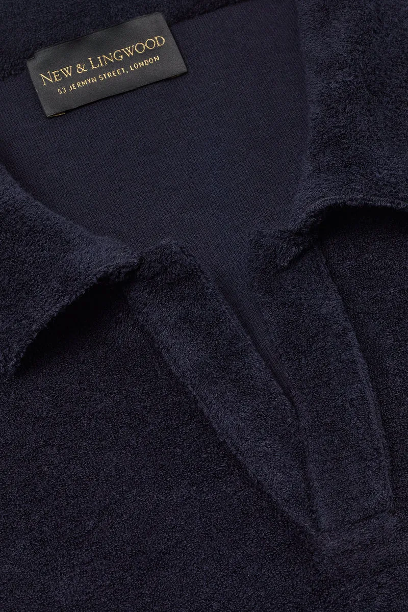 Navy Short Sleeve Towelling Polo Shirt