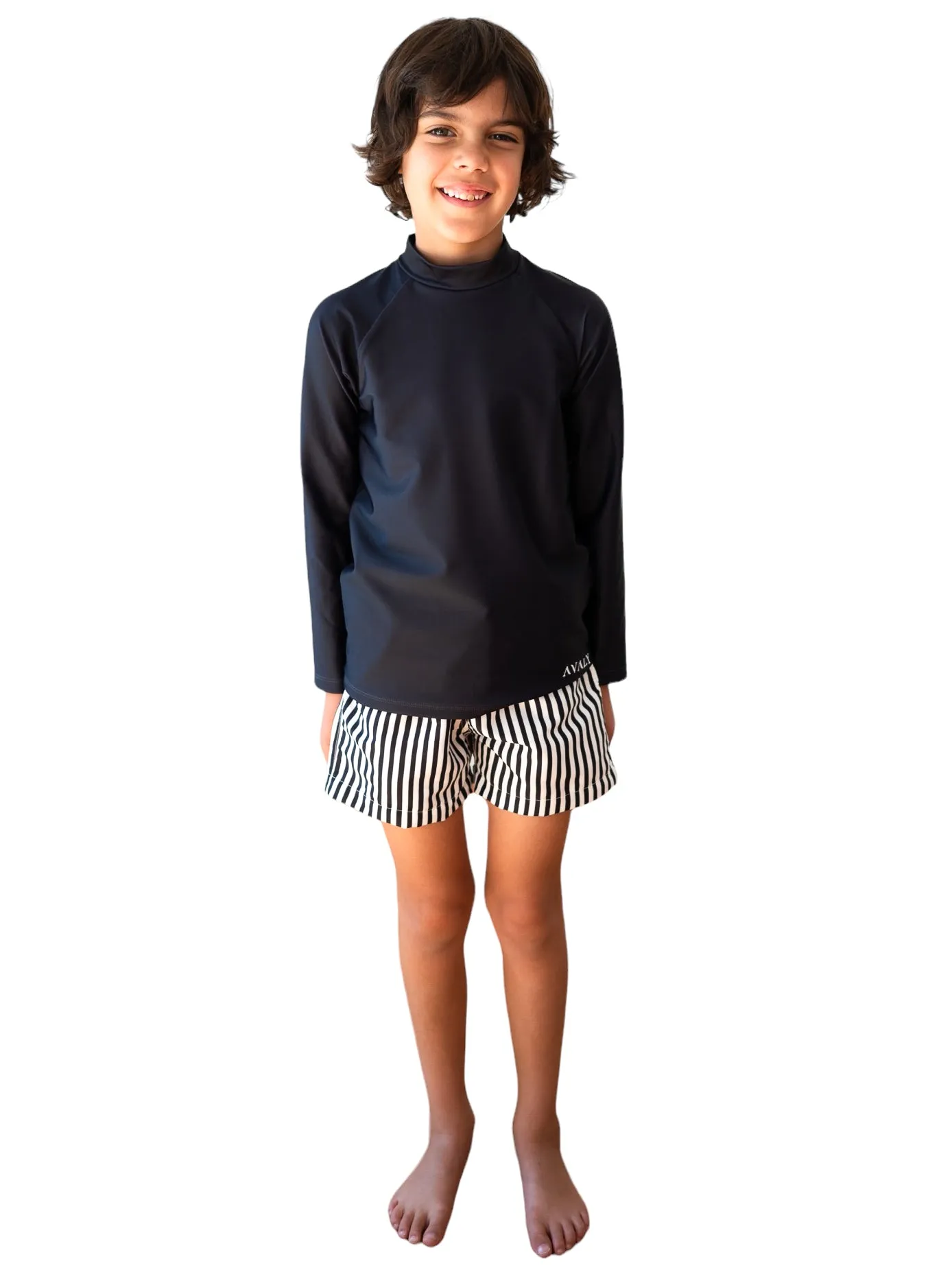 Navy Striped Board Shorts | Curly | Sustainable