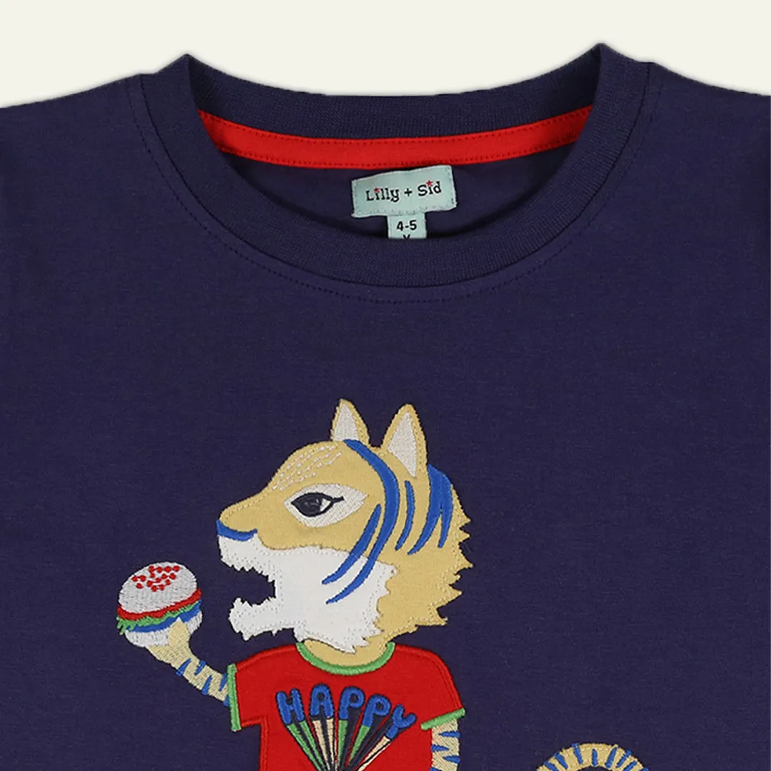 Navy Tiger Applique T-Shirt