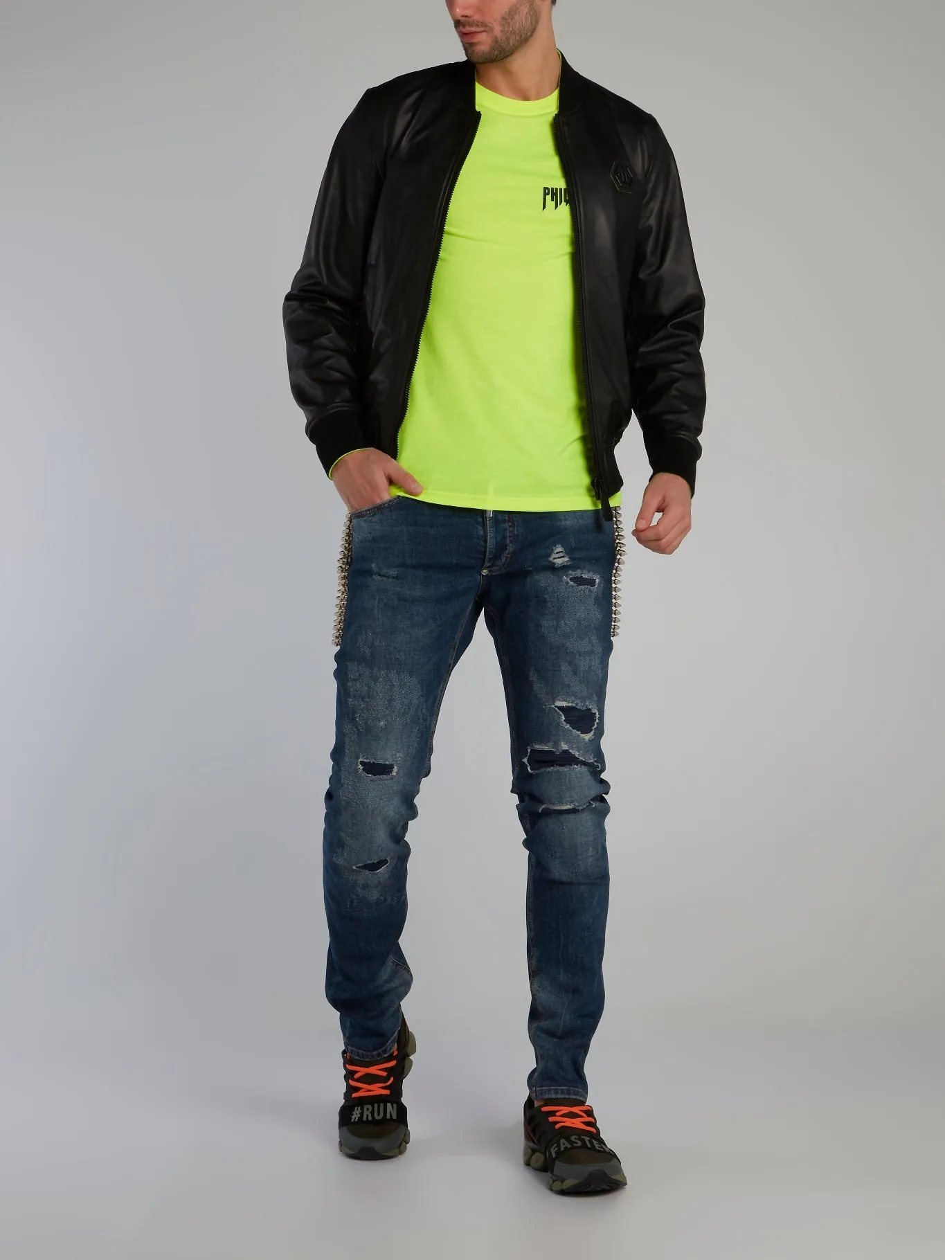 Neon Yellow Logo Appliquéd Cotton T-Shirt