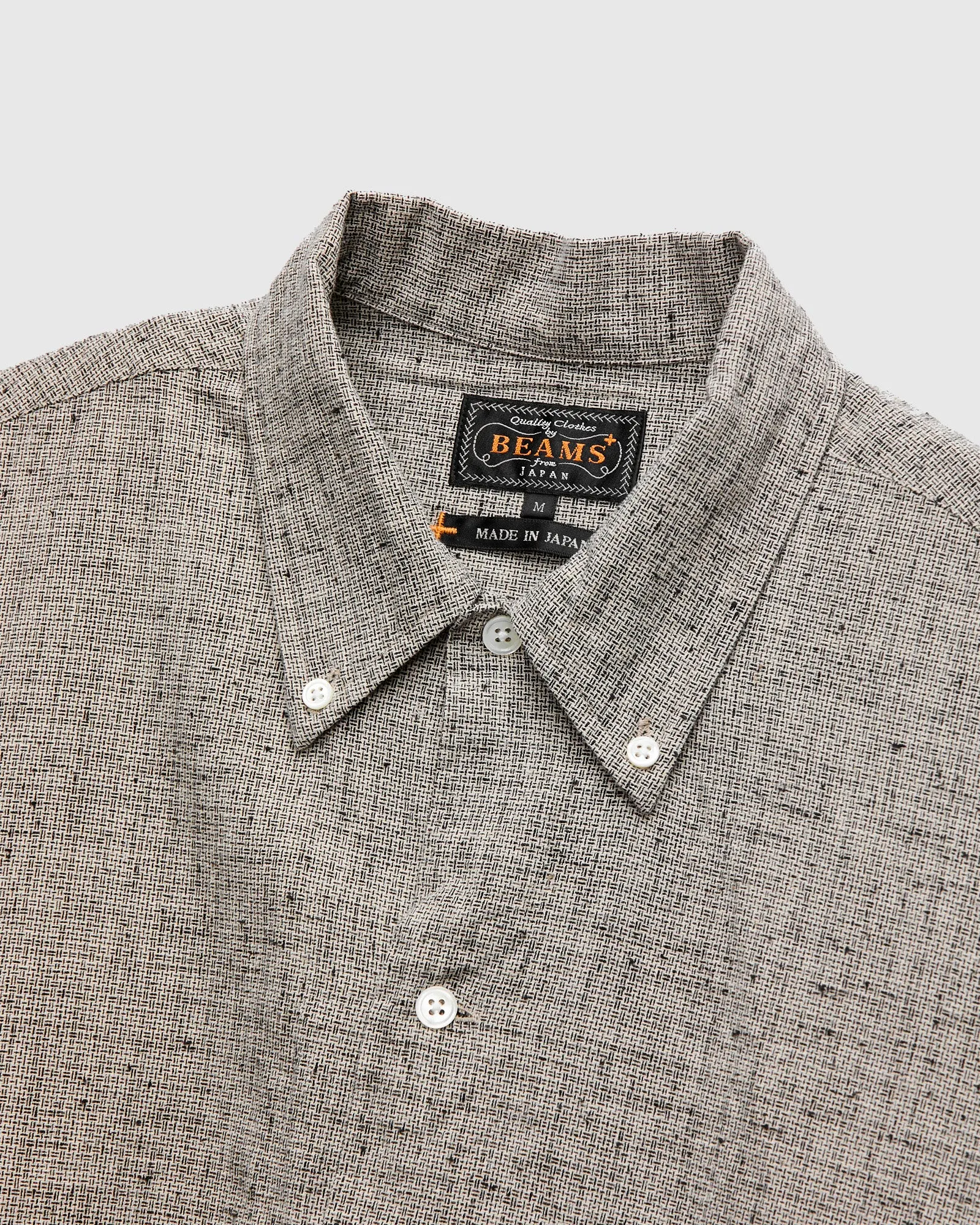 Nep Check Linen Button-Down Shirt in Beige