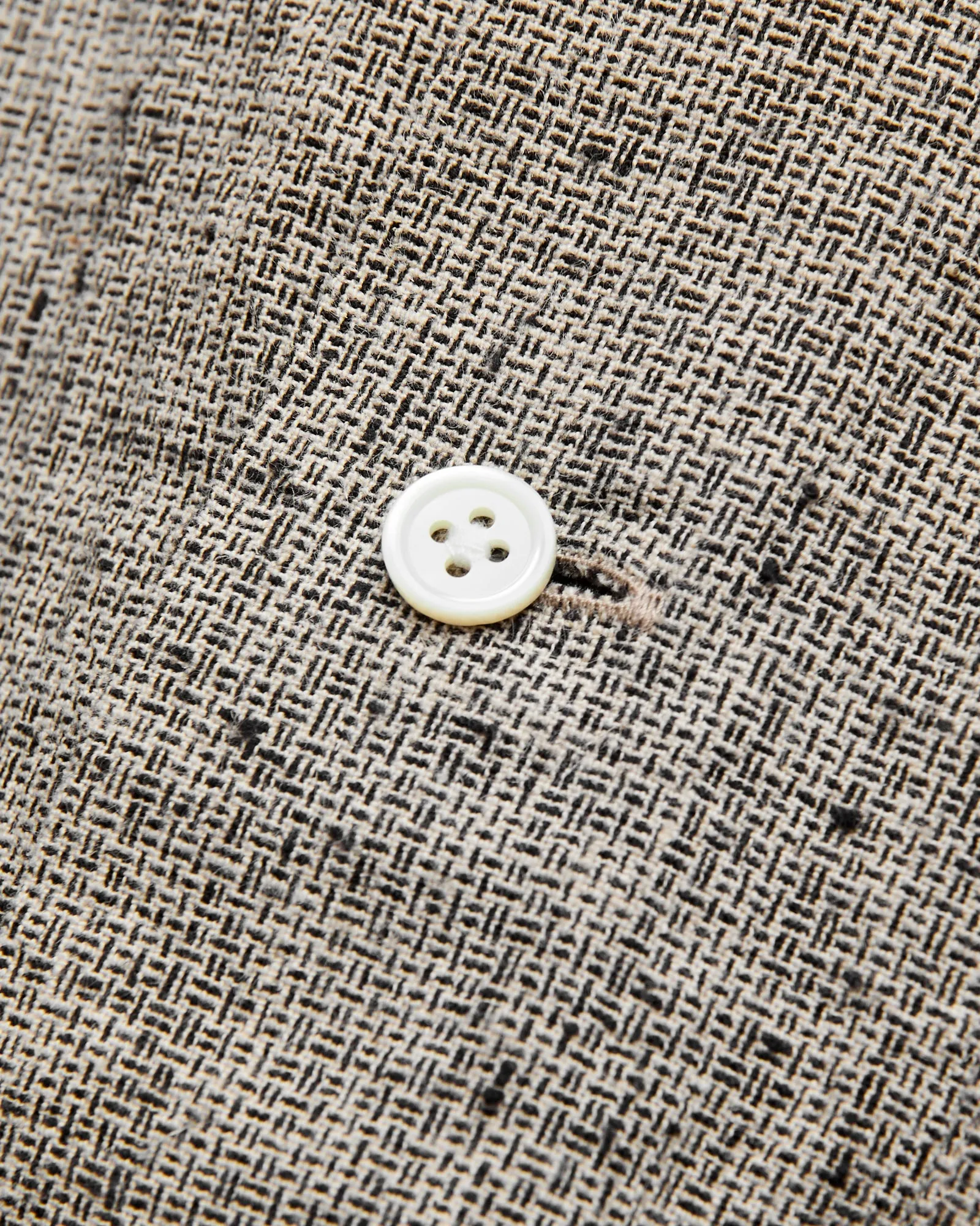 Nep Check Linen Button-Down Shirt in Beige