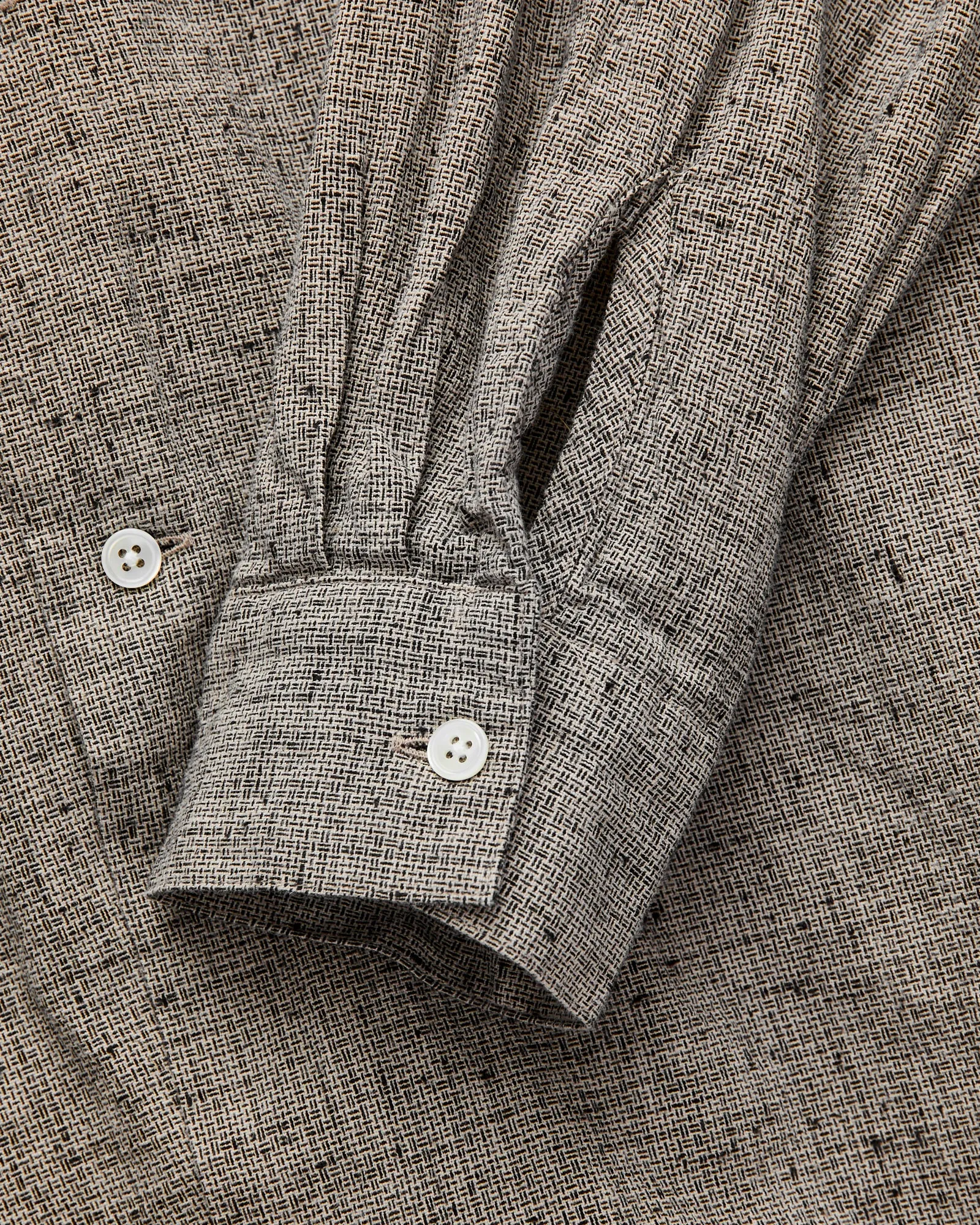 Nep Check Linen Button-Down Shirt in Beige