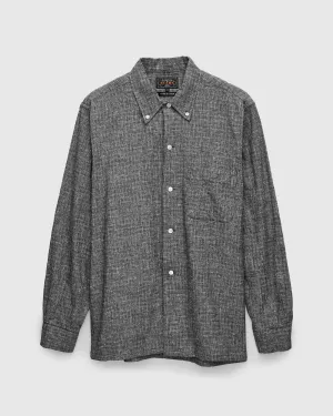 Nep Check Linen Button-Down Shirt in Charcoal