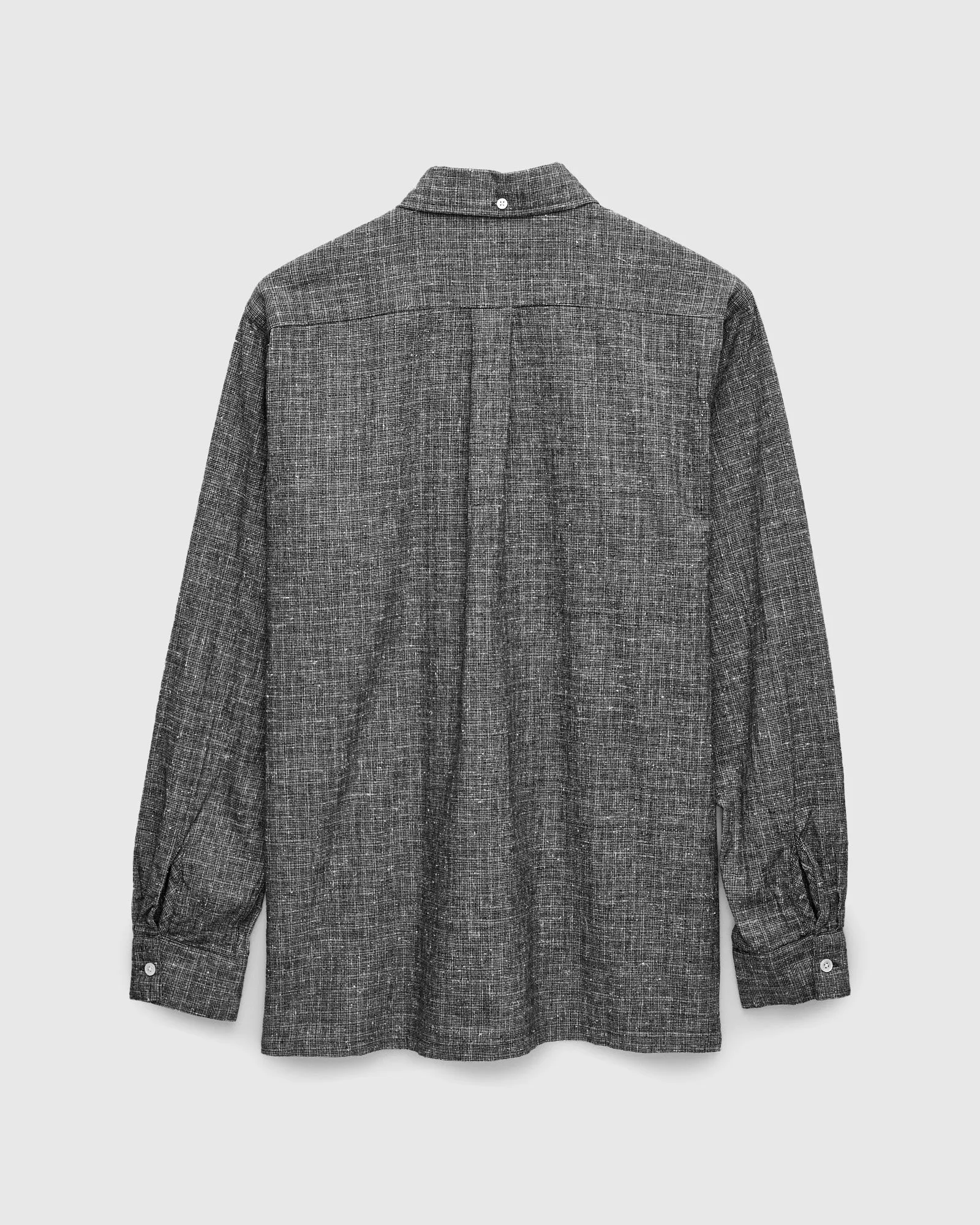 Nep Check Linen Button-Down Shirt in Charcoal