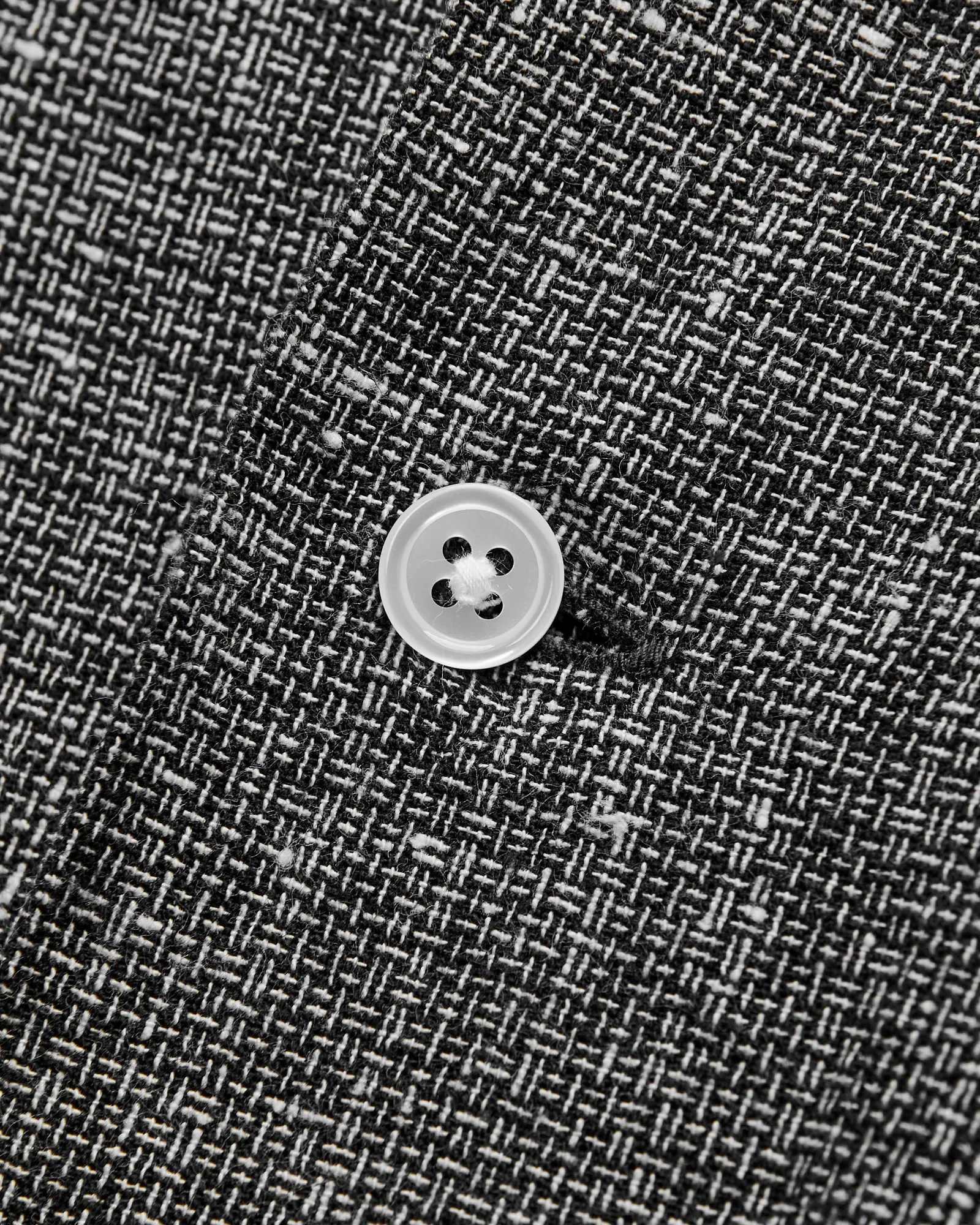 Nep Check Linen Button-Down Shirt in Charcoal