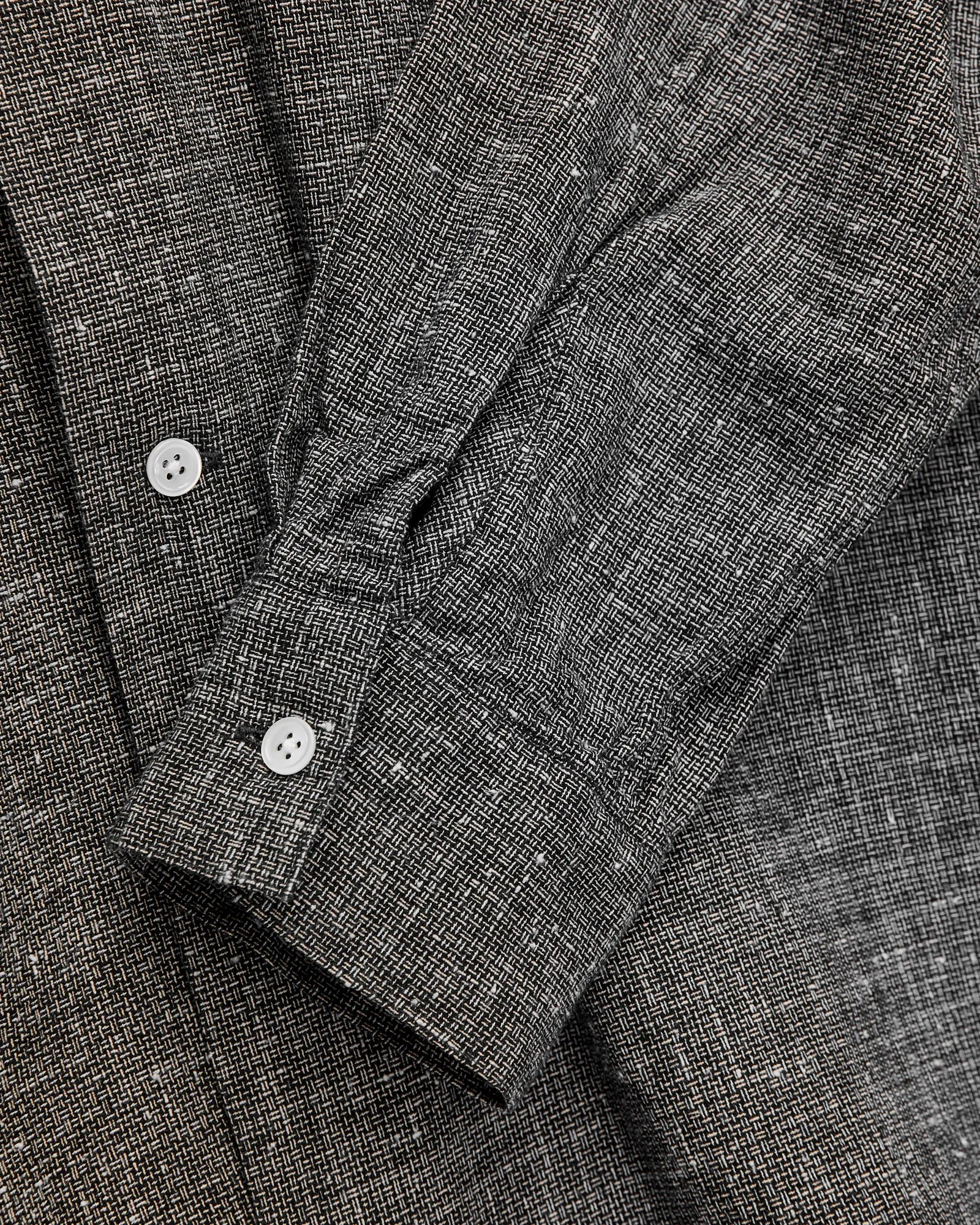 Nep Check Linen Button-Down Shirt in Charcoal