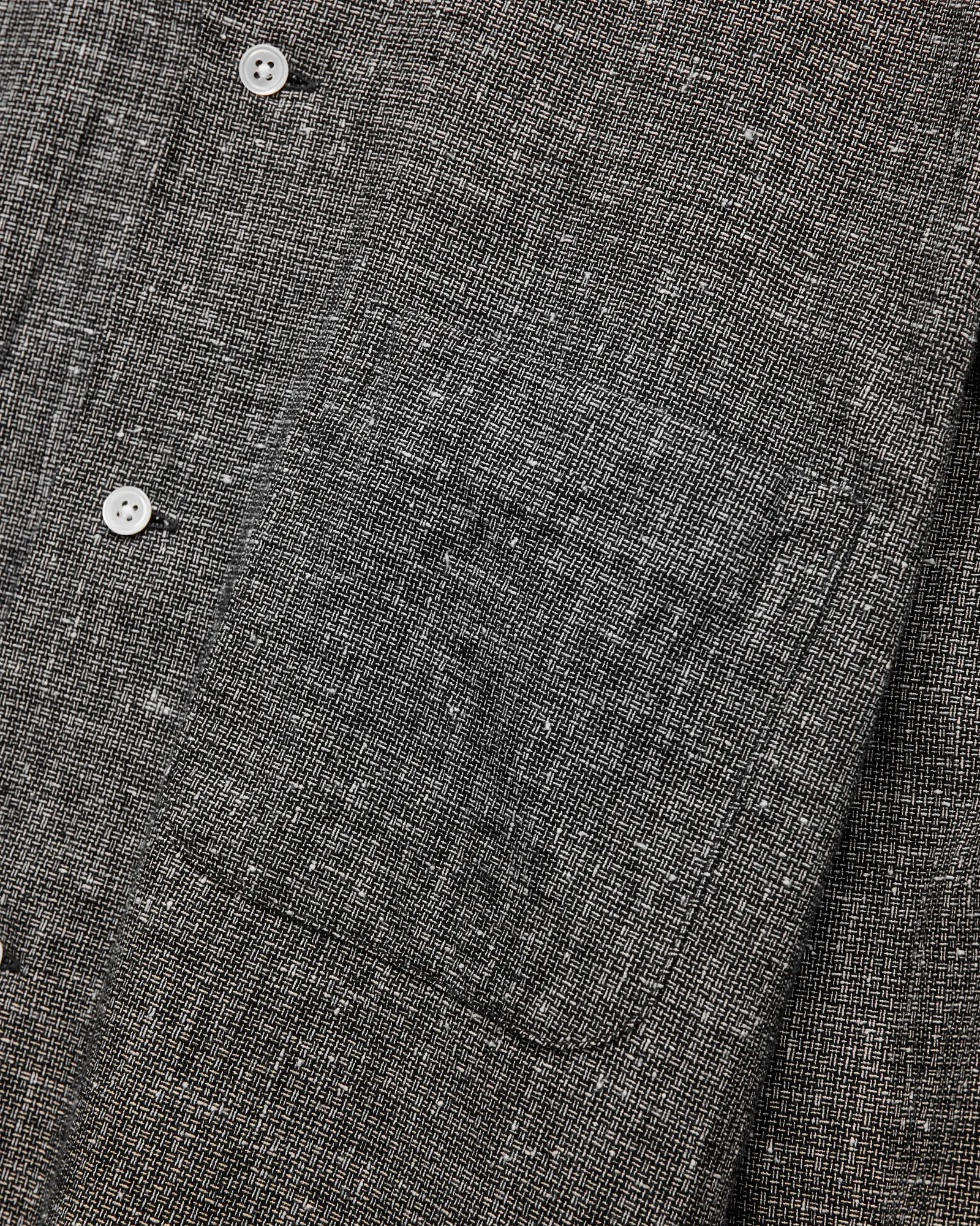 Nep Check Linen Button-Down Shirt in Charcoal