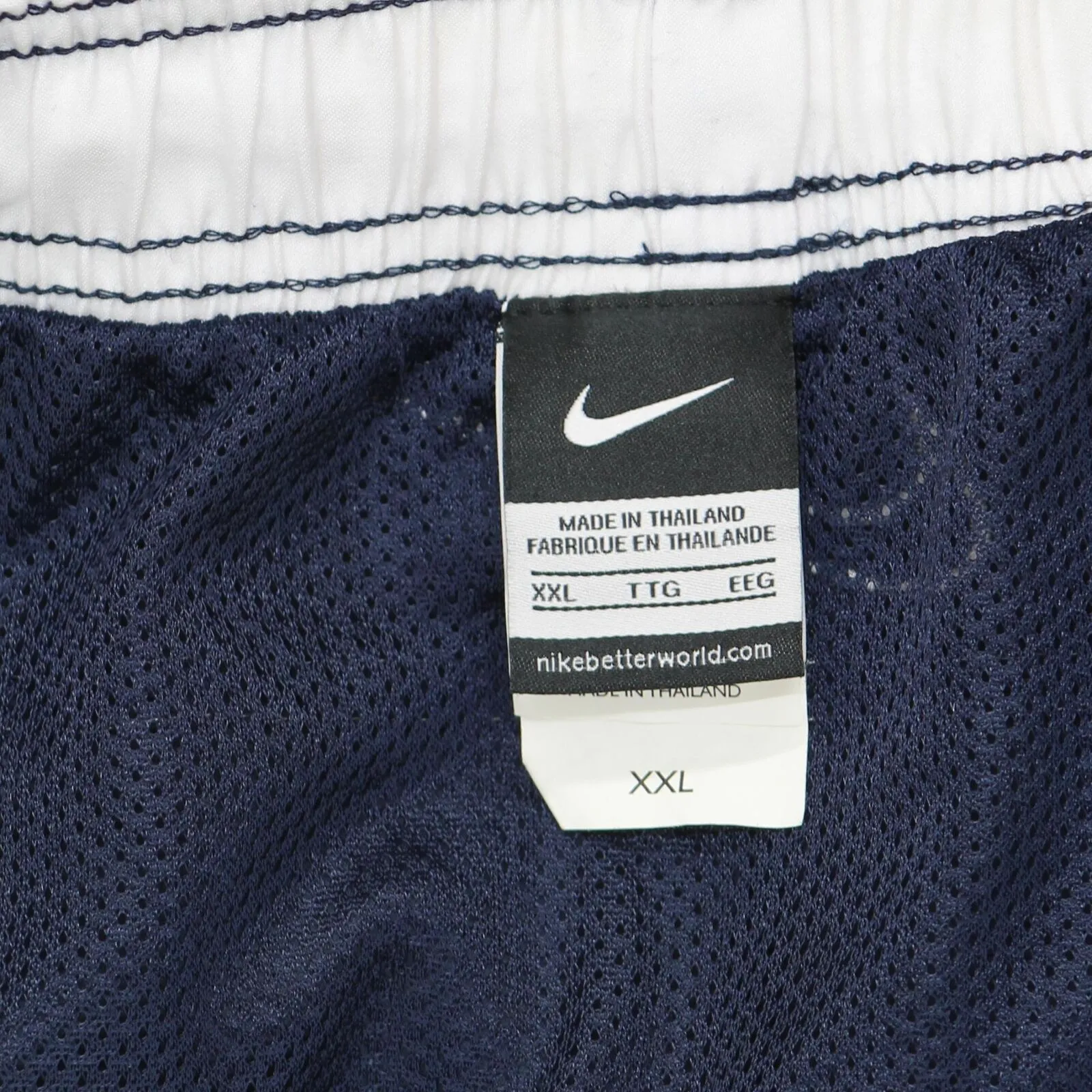 Nike Mens Drawstring Board Shorts Swim Trunks Navy Blue / White 2XL