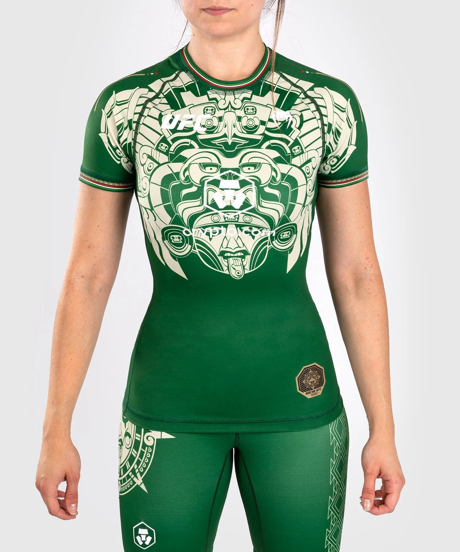 Noche UFC by Venum Authentic Fight Night Performance Rashguard met korte mouwen voor dames - groen