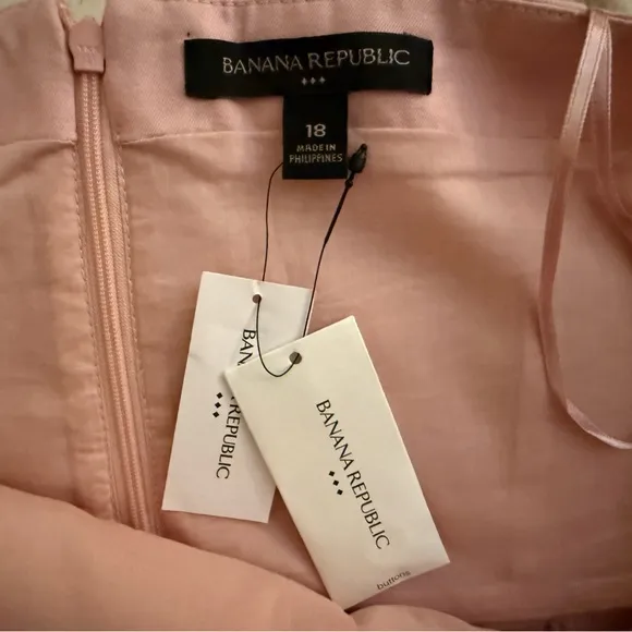NWT Banana Republic Cotton-Linen Knee-Length Dress Light Pink Size 18