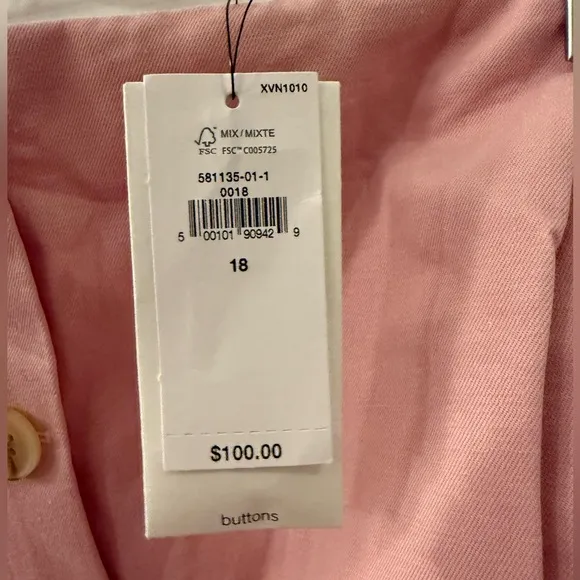 NWT Banana Republic Cotton-Linen Knee-Length Dress Light Pink Size 18