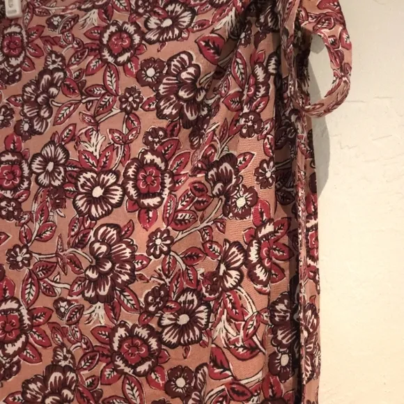 NWT Faherty Pacifica Floral Linen Wrap Midi Skirt in Rose Desert Bloom, SZ Small