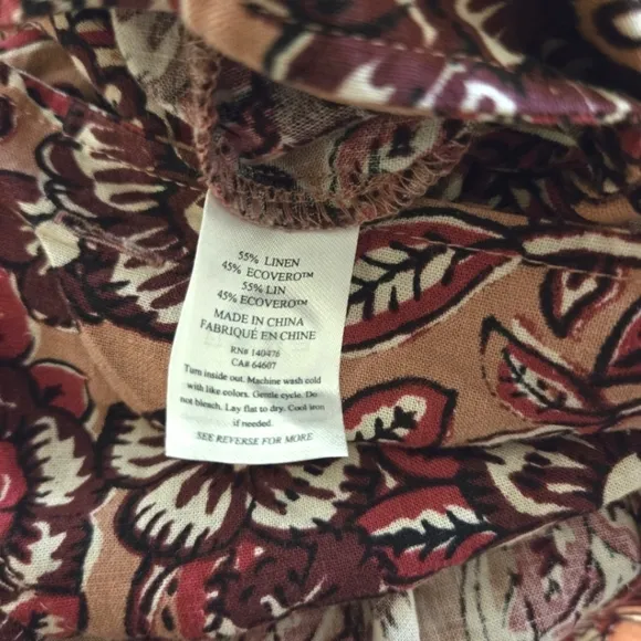 NWT Faherty Pacifica Floral Linen Wrap Midi Skirt in Rose Desert Bloom, SZ Small
