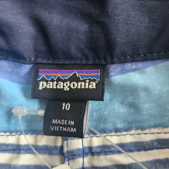 NWT Patagonia Wavefarer 5&quot; Board Shorts Fitz Stripe Blue Beach Womens 10