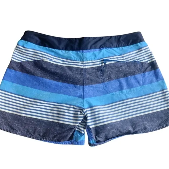 NWT Patagonia Wavefarer 5&quot; Board Shorts Fitz Stripe Blue Beach Womens 10