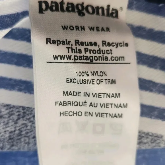 NWT Patagonia Wavefarer 5&quot; Board Shorts Fitz Stripe Blue Beach Womens 10