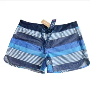 NWT Patagonia Wavefarer 5&quot; Board Shorts Fitz Stripe Blue Beach Womens 10