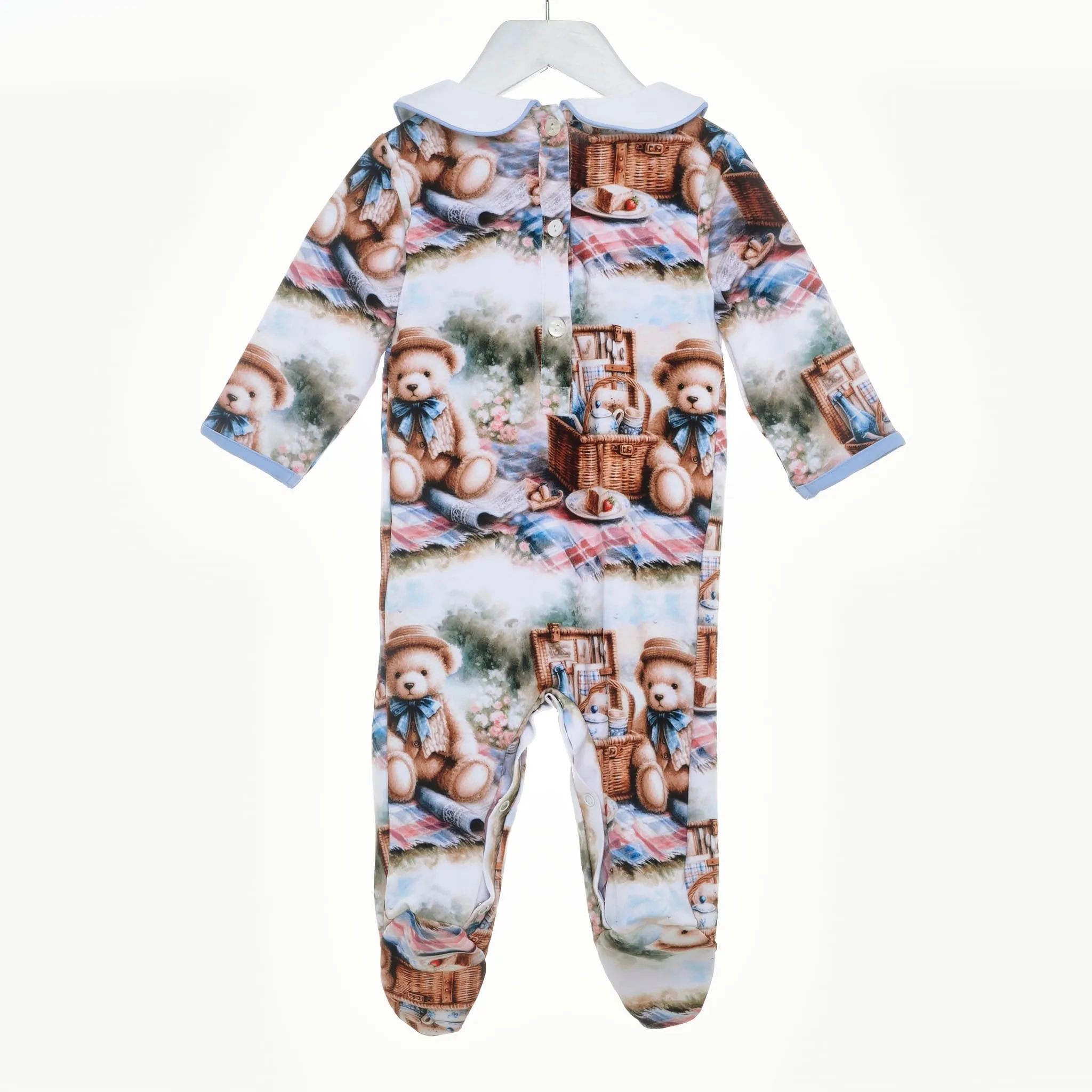 Ocean Baby Boys Teddy Bear Picnic Smocked Sleepsuit & Bib Set (NB-18M)