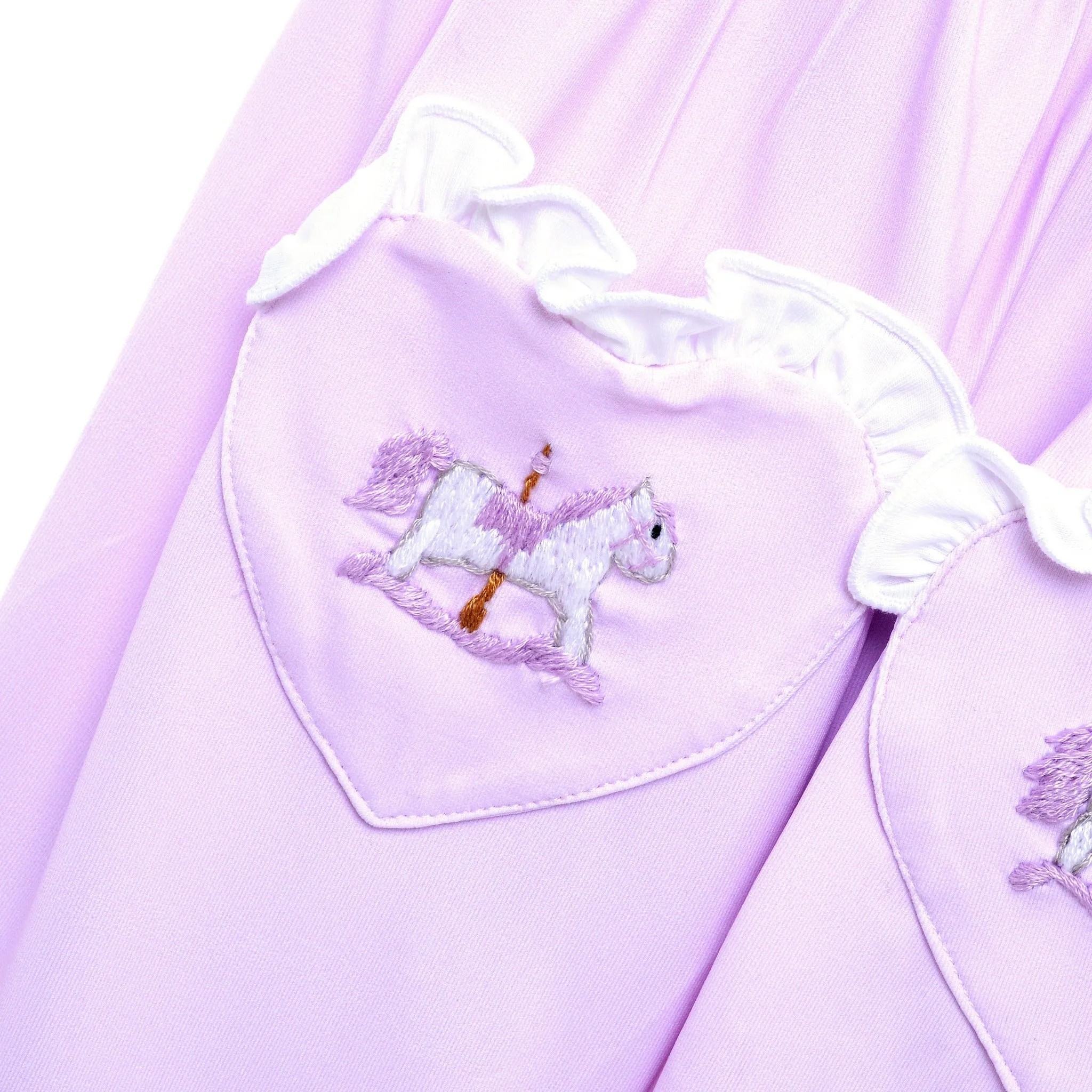 Ocean Baby Girls Lavender Carousel Smocked Sleepsuit & Headband Set (NB-18M)